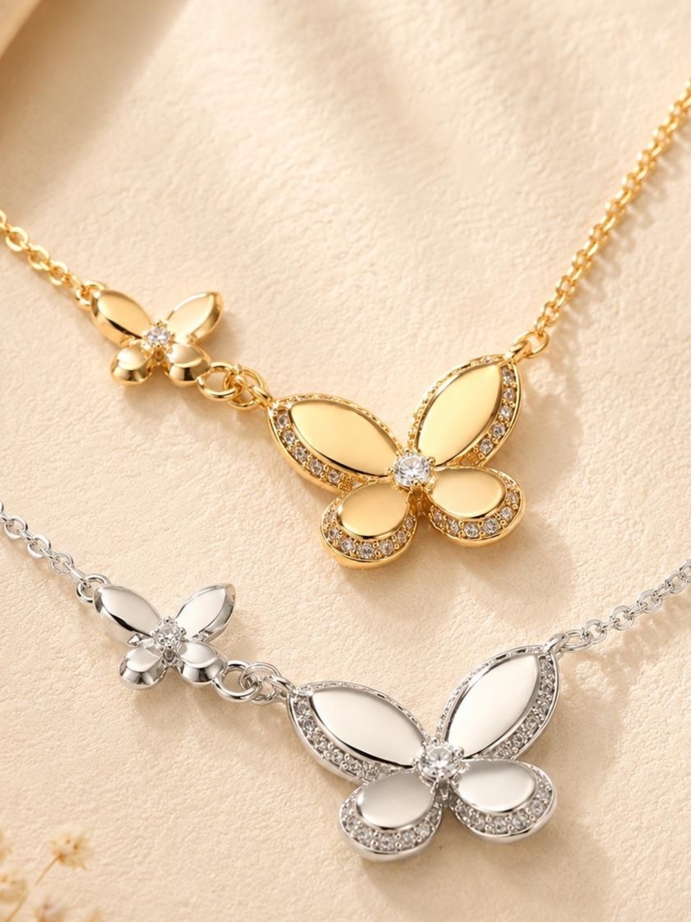 Silver Butterfly Necklace and Earring Set - Silver - Picture 6 of 6